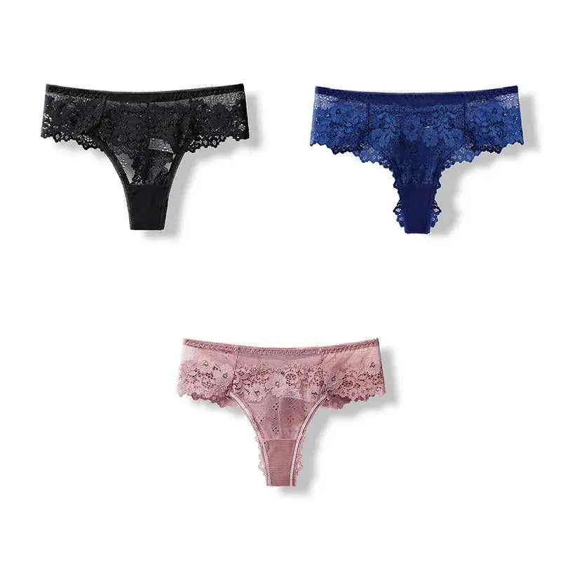 BANNIROU 3 Pcs Sexy Panties For Woman Lingerie Lady G-string Lace FemaSPECIFICATIONSName: Panties For WomenColor: Black,White,Pink,Wine,BlueQuantity: 3 PieceSize: S,M,L,XLStyle: SexyElasticity: ElasticThickness: ThinWholesale: SupportDJohnny TirakJohnny Tirak-string Lace Female Thongs Underwear Ladies Intimates Free Shipping