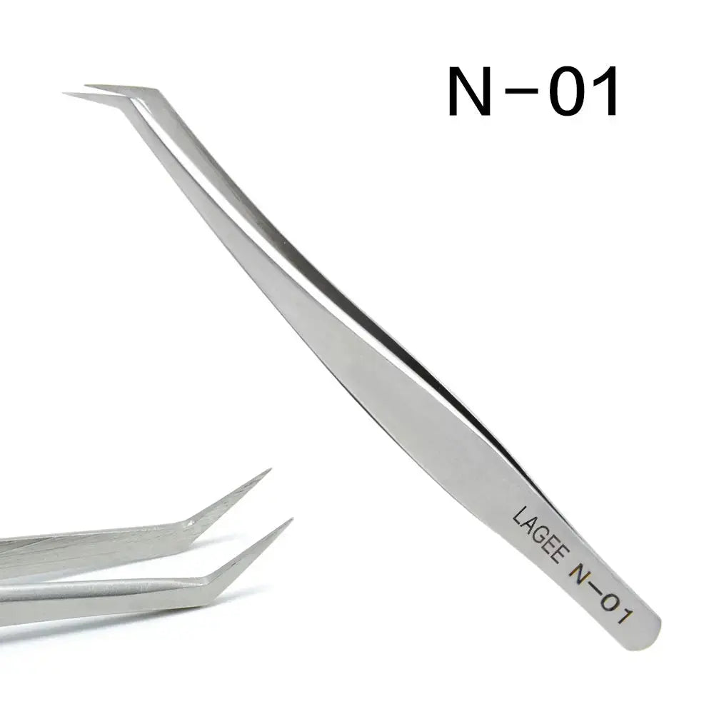 LAGEE eyelash extension tweezer isolator stainless steel professional for volume lash precise straight curved N-01 02 bulk.