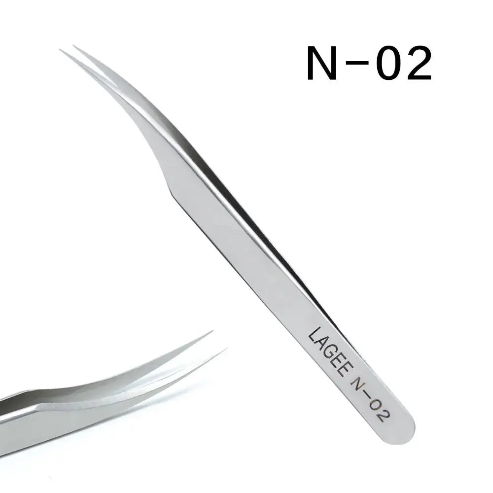 LAGEE eyelash extension tweezer isolator stainless steel professional for volume lash precise straight curved N-01 02 bulk.