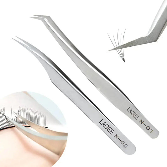 LAGEE eyelash extension tweezer isolator stainless steel professional for volume lash precise straight curved N-01 02 bulk.