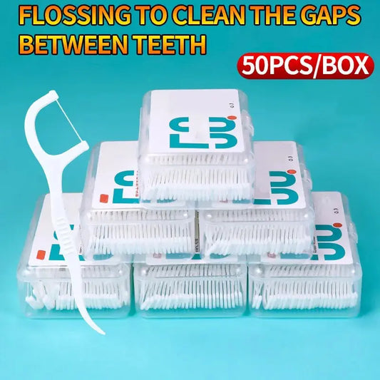 150pcs Dental Floss Plastic Toothpicks-Disposable Cleaning between Teeth-Separate Box-Oral Care.