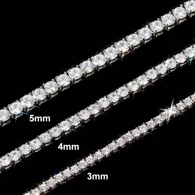 NeeTim 3mm 4mm 5mm Moissanite Tennis Necklace 925 Sterling Sliver with Gold Plated Necklaces for Women Men Neck Chain Jewelry.