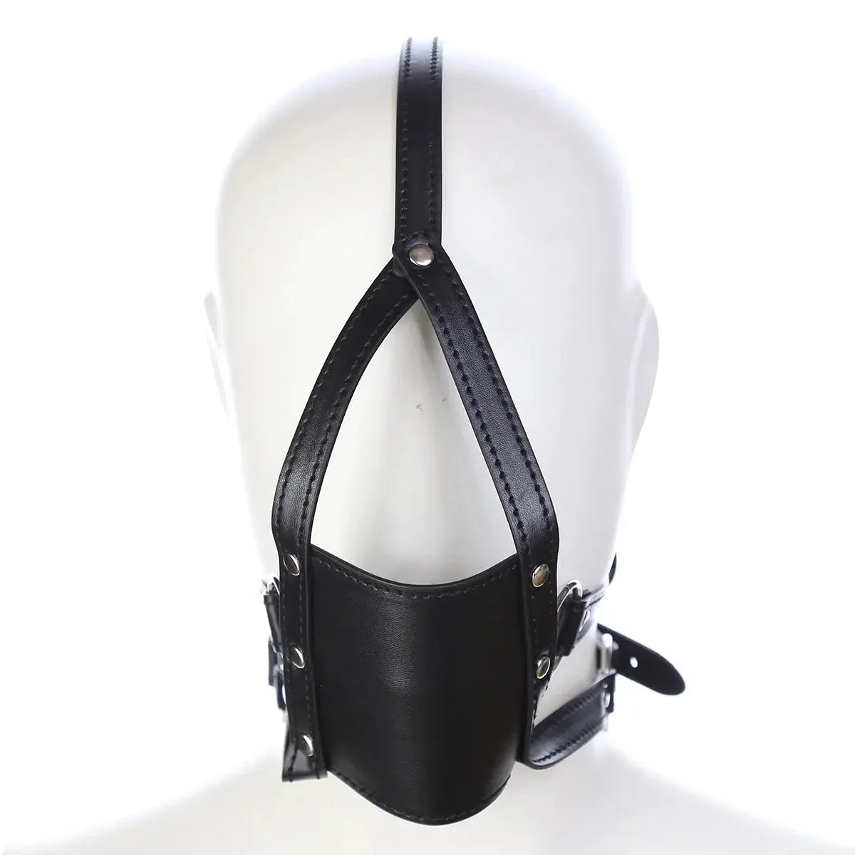 BDSM Genuine Leather Head Harness Bondage Gag Half Face Mask Oral MoutSPECIFICATIONSBrand Name: Jules RueOrigin: ChinaMaterial: PU&amp;GenuineSize: AdjustableItem Type: bondagePackage: privacy secret deliveryShop type: sex shopFeature1Johnny TirakJohnny TirakBDSM Genuine Leather Head Harness Bondage Gag Half Face Mask Oral Mouth Ball Restraint Hood Mouth Strap Couple SM Slave Roleplay