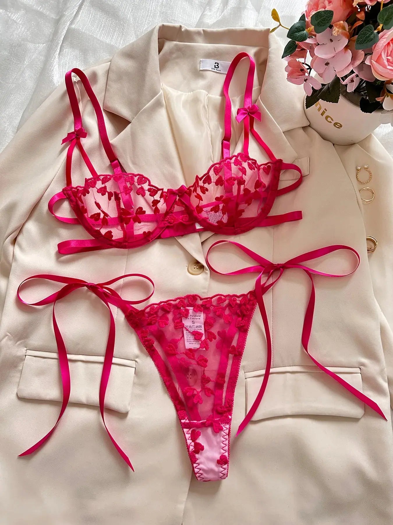 Ellolace Sexy Lingerie For Fine Women Heart-Shaped Embroidery Fairy Exotic Sets Sensual Fantasy Lace Bilizna Onlyfans Outfits.