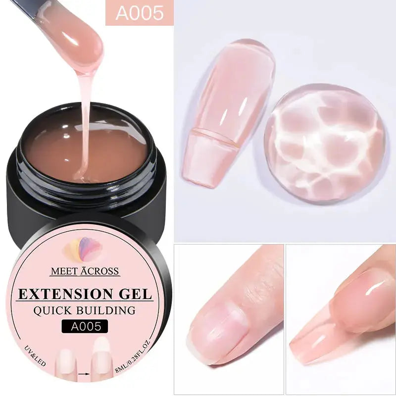 MEET ACROSS 7ml Clear Non Stick Hand Solid Extension Nail Gel Polish CSPECIFICATIONSBrand Name: MEET ACROSSIngredient: ResinOrigin: Mainland ChinaHign-concerned Chemical: NoneNumber of Pieces: One UnitVolume: 10mlModel Number: Q52305-1Johnny TirakJohnny TirakStick Hand Solid Extension Nail Gel Polish Carving Flower Nail Art Building UV Gel Acrylic Varnish