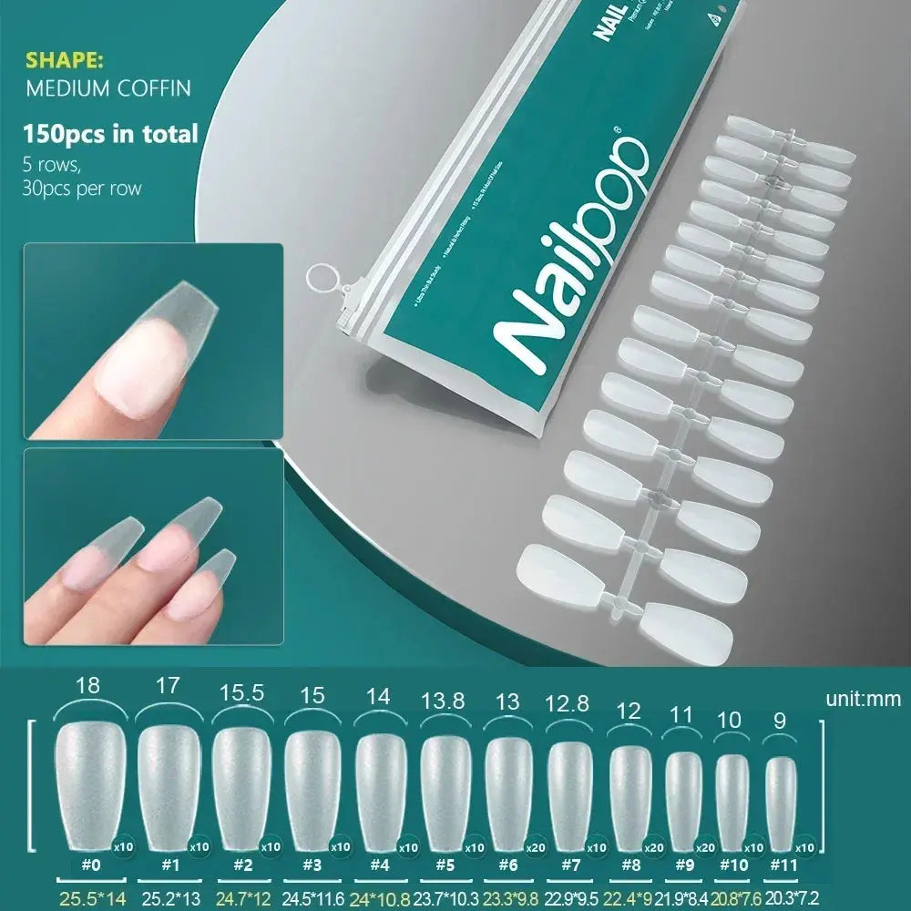 NAILPOP 120pcs Fake Nails Full Cover Press on Nails Coffin Soft Gel AmSPECIFICATIONSBrand Name: NailpopHign-concerned Chemical: NoneNumber of Pieces: One UnitOrigin: Mainland ChinaMaterial: AcrylicQuantity: 120pcs/bagSize: 10 DifferentJohnny TirakJohnny TirakNails Coffin Soft Gel American Pose Capsule False Nail Tips