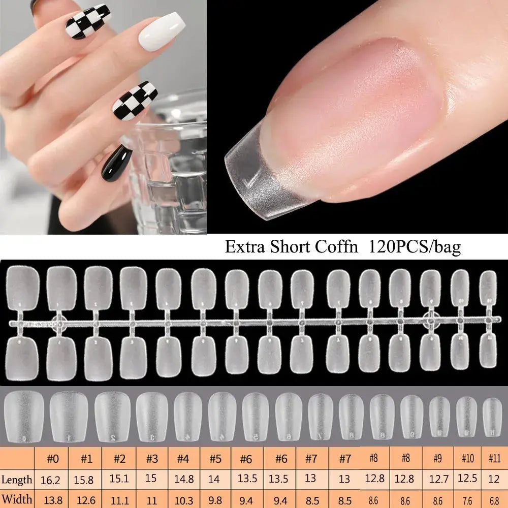 120pcs/bag Matte Press On Nail Tips Soft Full Cover False Nails Oval Almond Sculpted Fake Nail.