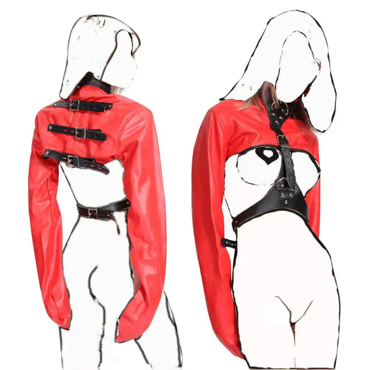 Bondage Women PU Leather Body Harness Cupless Straight Jacket Adult CoSPECIFICATIONSMaterial: PU leather;Faux leatherColor: Black/Red/Pink/RosyType: Body Harness Bondage Cupless Straight JacketType1: Sex product for couplesStyle: for WJohnny TirakJohnny TirakBondage Women PU Leather Body Harness Cupless Straight Jacket Adult Costume BDSM Sexy Shop Atacado Harness Woman Accessories