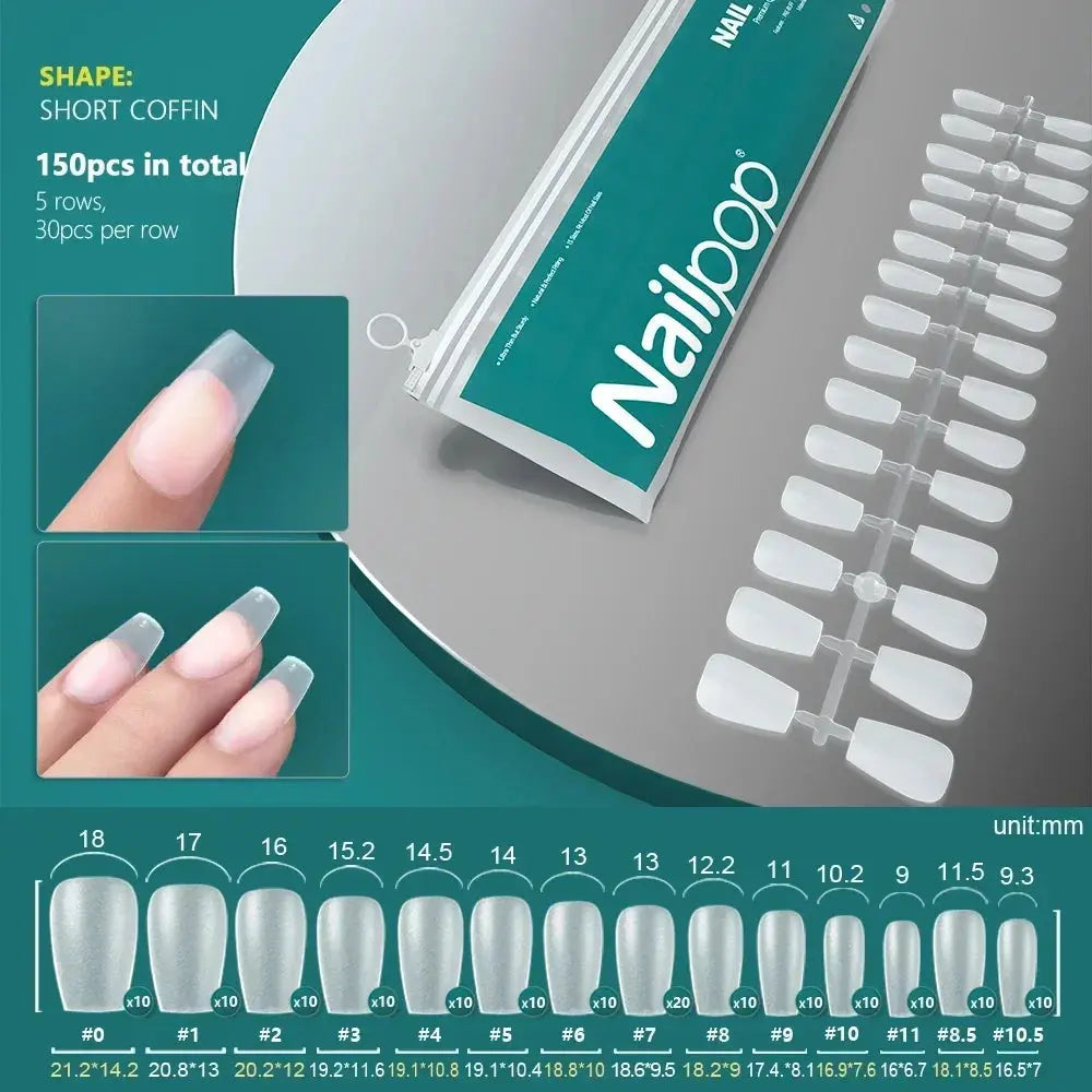 NAILPOP 120pcs Fake Nails Full Cover Press on Nails Coffin Soft Gel AmSPECIFICATIONSBrand Name: NailpopHign-concerned Chemical: NoneNumber of Pieces: One UnitOrigin: Mainland ChinaMaterial: AcrylicQuantity: 120pcs/bagSize: 10 DifferentJohnny TirakJohnny TirakNails Coffin Soft Gel American Pose Capsule False Nail Tips