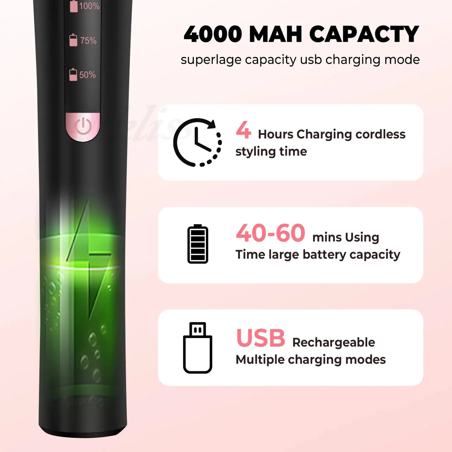 Wireless Thermal Brush Styler Professional USB Ion Hair Curler StraighSPECIFICATIONSBrand Name: UKLISSOrigin: Mainland ChinaHign-concerned Chemical: NoneUsage Time: 60MinsNumber of Pieces: One UnitVoltage: Global Universal(100-240V)ChaJohnny TirakJohnny TirakWireless Thermal Brush Styler Professional USB Ion Hair Curler Straightening Curling Hair Iron Styling Tools