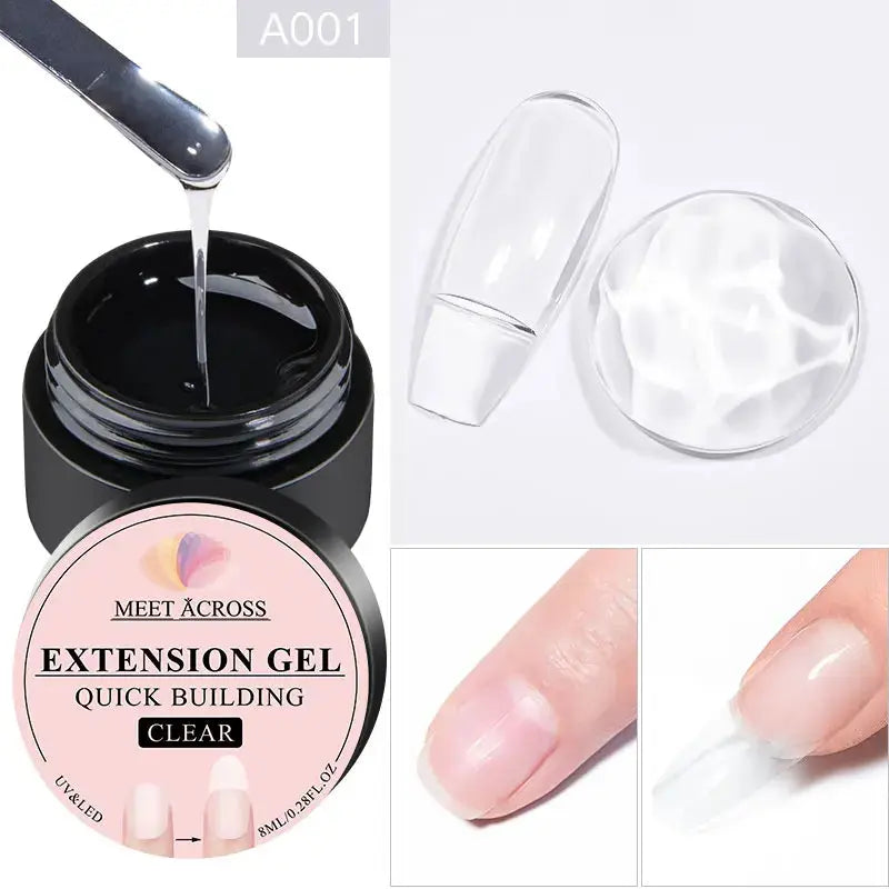 MEET ACROSS 7ml Clear Non Stick Hand Solid Extension Nail Gel Polish CSPECIFICATIONSBrand Name: MEET ACROSSIngredient: ResinOrigin: Mainland ChinaHign-concerned Chemical: NoneNumber of Pieces: One UnitVolume: 10mlModel Number: Q52305-1Johnny TirakJohnny TirakStick Hand Solid Extension Nail Gel Polish Carving Flower Nail Art Building UV Gel Acrylic Varnish