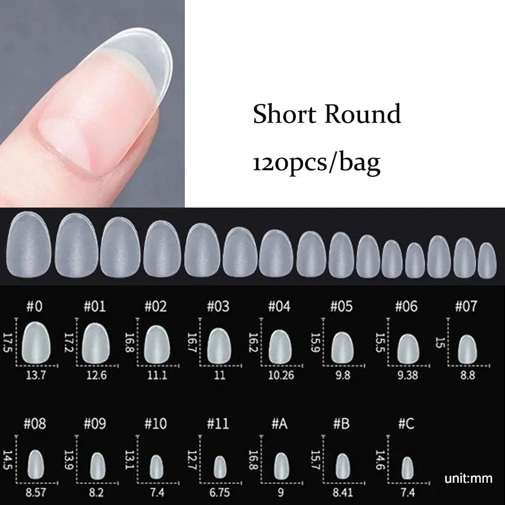 120pcs/bag Matte Press On Nail Tips Soft Full Cover False Nails Oval Almond Sculpted Fake Nail.