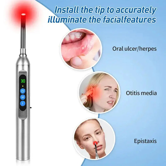 Red Light Therapy for Cold Sore and Canker Sore For Pain Relief SkincaSPECIFICATIONSBrand Name: VV DENTALOrigin: Mainland ChinaCommodity Quality Certification: fdaName: Red Light TherapyApplication: Cold Sore and Canker Sore For Pain RJohnny TirakJohnny TirakPain Relief Skincare Wand Infrared Therapy Machine Stainless Steel