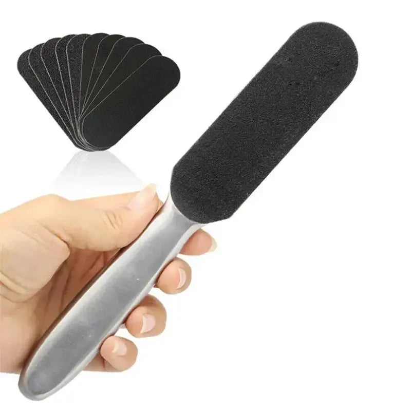 File Callus Remover Foot Files Pedicure Pads Stainless Handle Silencer For Foot Care Tools Replaceable Sandpaper.