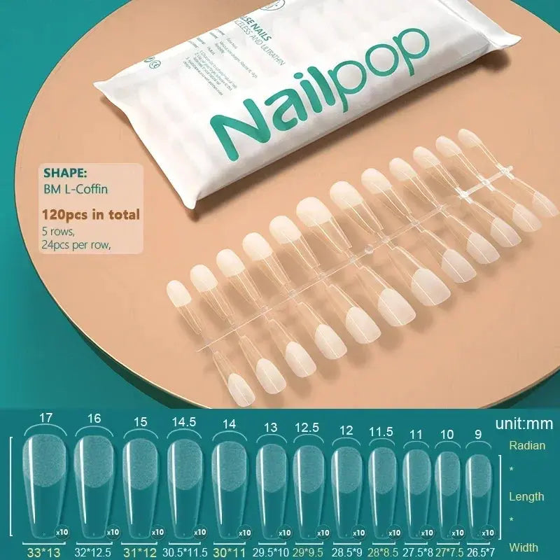 NAILPOP 120pcs Fake Nails Full Cover Press on Nails Coffin Soft Gel AmSPECIFICATIONSBrand Name: NailpopHign-concerned Chemical: NoneNumber of Pieces: One UnitOrigin: Mainland ChinaMaterial: AcrylicQuantity: 120pcs/bagSize: 10 DifferentJohnny TirakJohnny TirakNails Coffin Soft Gel American Pose Capsule False Nail Tips