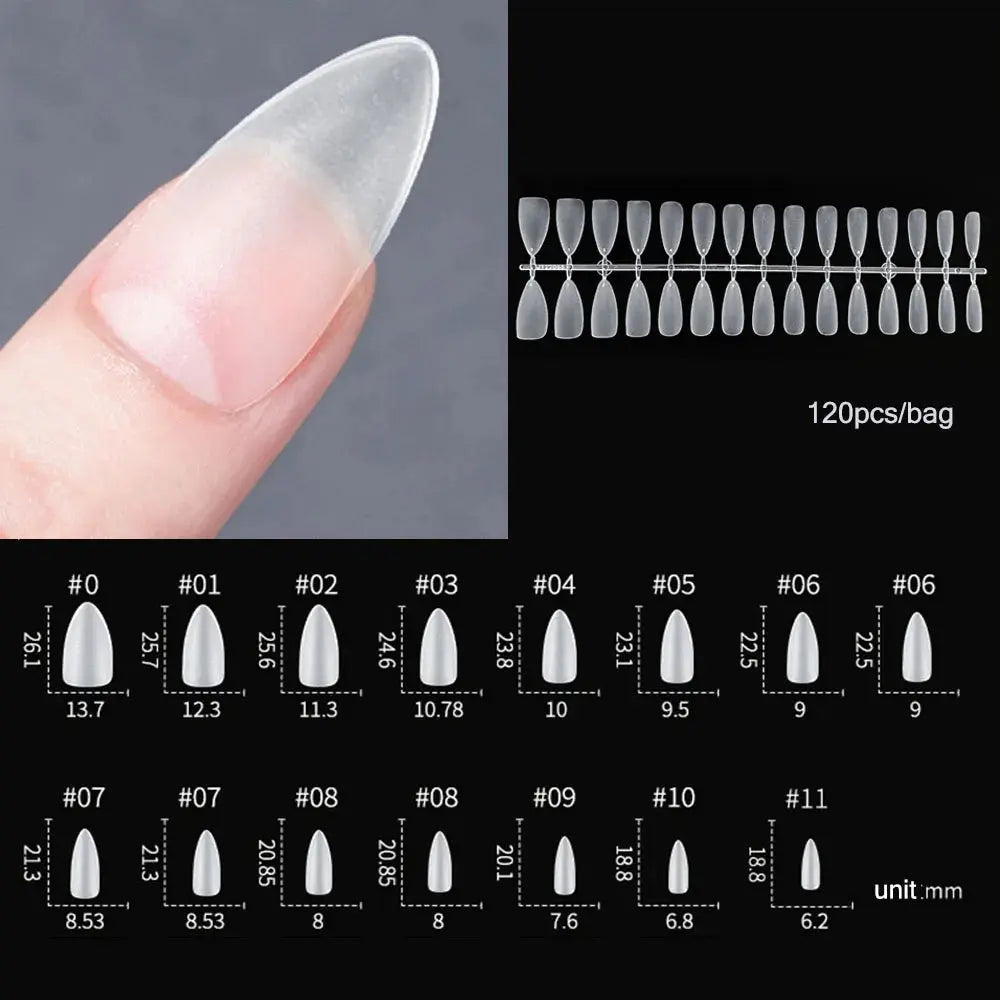 120pcs/bag Matte Press On Nail Tips Soft Full Cover False Nails Oval Almond Sculpted Fake Nail.