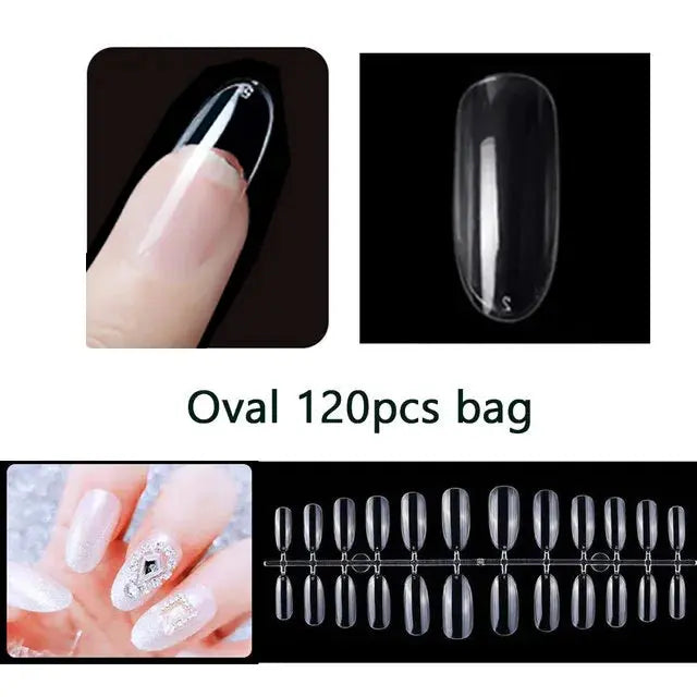 120pcs/bag Matte Press On Nail Tips Soft Full Cover False Nails Oval Almond Sculpted Fake Nail.