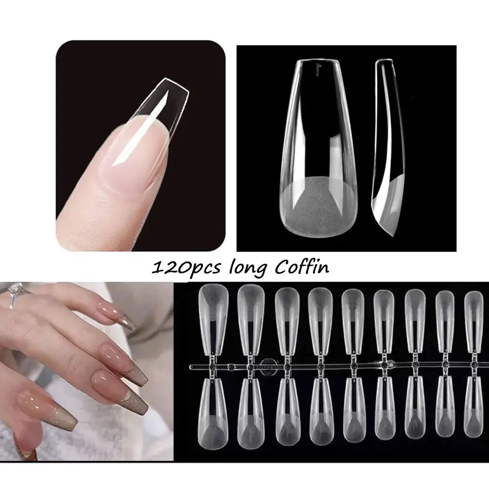 120pcs/bag Matte Press On Nail Tips Soft Full Cover False Nails Oval Almond Sculpted Fake Nail.