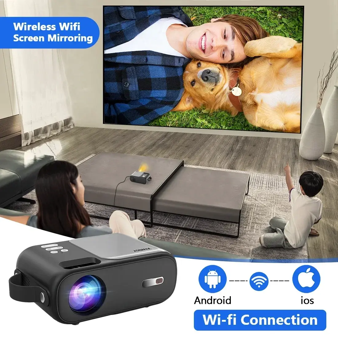 XIWBSY Android 4K Projector 12000 Lumens Native 1080P Wifi6 Projetor 3SPECIFICATIONSBrand Name: XIWBSYCategory: ProjectorsKeystone Correction: Electronic CorrKeystone Correction: Auto CorrectionHign-concerned Chemical: NoneOrigin: MainJohnny TirakJohnny TirakXIWBSY Android 4K Projector 12000 Lumens Native 1080P Wifi6 Projetor 300ANSI Home Cinema Outdoor Portable Proyector Beamer