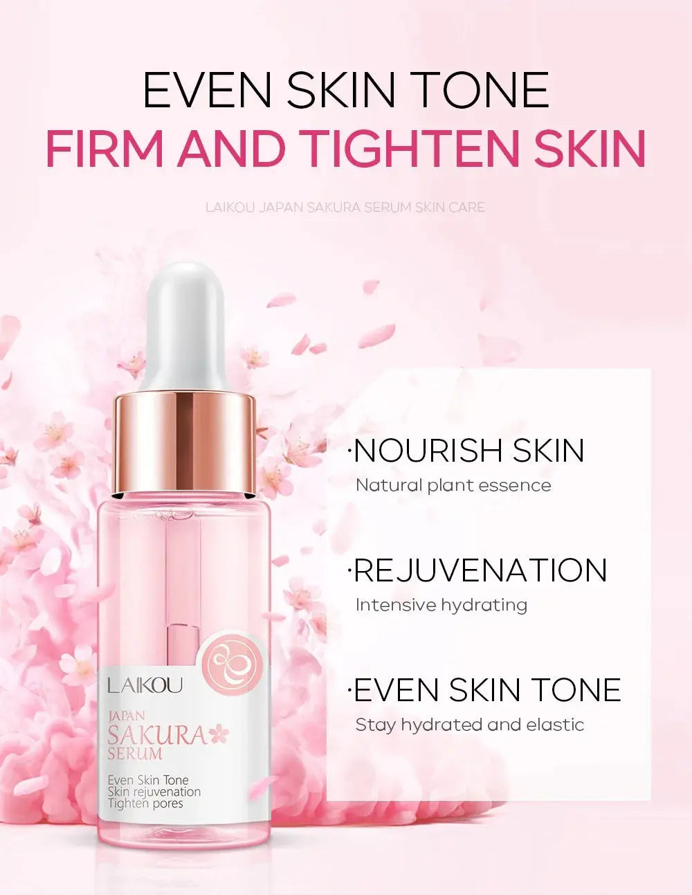 Cherry Blossom Cream Facial Essence With Cherry Blossom Extract SakuraSPECIFICATIONSBrand Name: LAIKOUGender: UnisexHign-concerned Chemical: NoneNumber of Pieces: One UnitOrigin: Mainland ChinaFormulation: LiquidFeature: Acne TreatmentJohnny TirakJohnny TirakCherry Blossom Extract Sakura Facial Essence