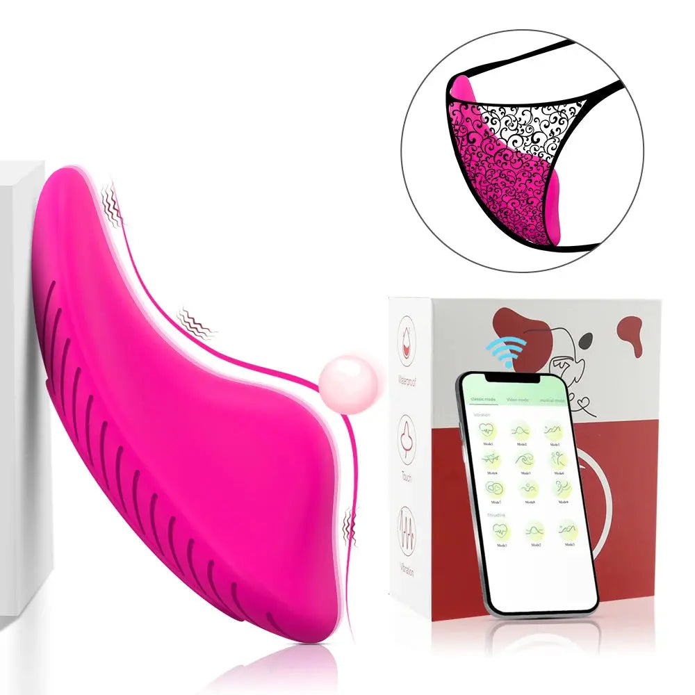 Butterfly Wearable Vibrator Wireless APP Remote Panties Dildo VibratorSPECIFICATIONSBrand Name: MIGYYSexually Suggestive: NoOrigin: Mainland ChinaObscene Picture: NoCommodity Quality Certification: ceMaterial: SiliconeCertification: CEJohnny TirakJohnny TirakButterfly Wearable Vibrator Wireless APP Remote Panties Dildo Vibrator