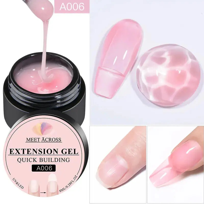 MEET ACROSS 7ml Clear Non Stick Hand Solid Extension Nail Gel Polish CSPECIFICATIONSBrand Name: MEET ACROSSIngredient: ResinOrigin: Mainland ChinaHign-concerned Chemical: NoneNumber of Pieces: One UnitVolume: 10mlModel Number: Q52305-1Johnny TirakJohnny TirakStick Hand Solid Extension Nail Gel Polish Carving Flower Nail Art Building UV Gel Acrylic Varnish