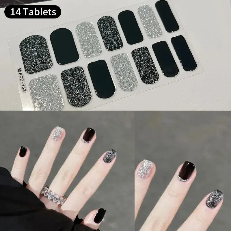 DIY Baking-free Nail Stickers Long-Lasting Solid Color Fresh Flowers In Summer Nail Strips Patch Slider Full Cover Decal.