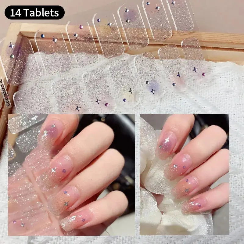 DIY Baking-free Nail Stickers Long-Lasting Solid Color Fresh Flowers In Summer Nail Strips Patch Slider Full Cover Decal.