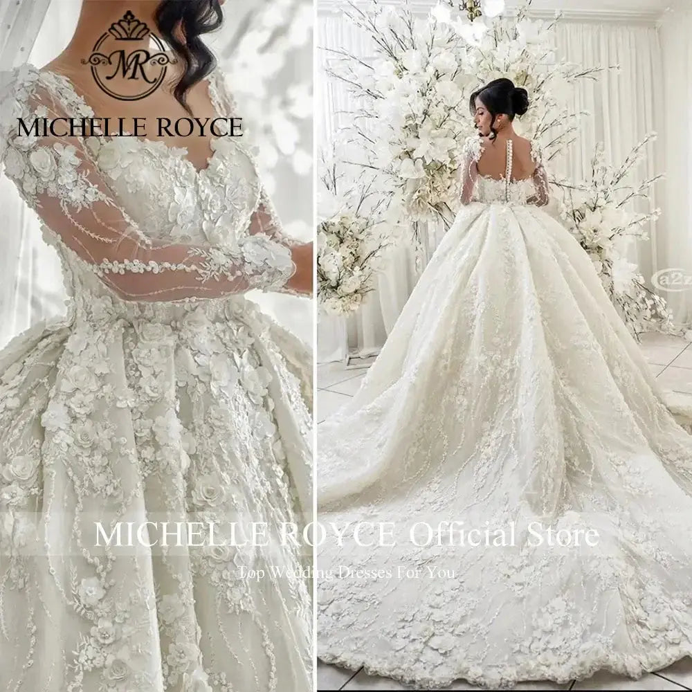 Michelle Royce Luxury Ball Gown Wedding Dresses For Women 2024 SweetheSPECIFICATIONSBrand Name: Michelle RoyceStyle: ExquisiteNeckline: SWEETHEARTSleeve Length(cm): FullTrain: Cathedral/ Royal TrainOrigin: Mainland ChinaCN: JiangsuDresJohnny TirakJohnny TirakWomen 2024 Sweetheart 3D Flowers Long Sleeves Wedding Gown Vestidos De Novia