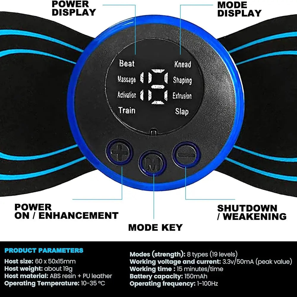 Electric EMS Neck Massager Mini Cervical Back Patch Stimulator MassageSPECIFICATIONS
Brand Name: other
Item Type: Massage &amp; Relaxation
Material: Composite Material
Application: Back
Origin: Mainland China
Certification: CE
Choice: Johnny TirakJohnny TirakElectric EMS Neck Massager Mini Cervical Back Patch Stimulator Massageador Mat Portable Gel Pad Stickers Slim