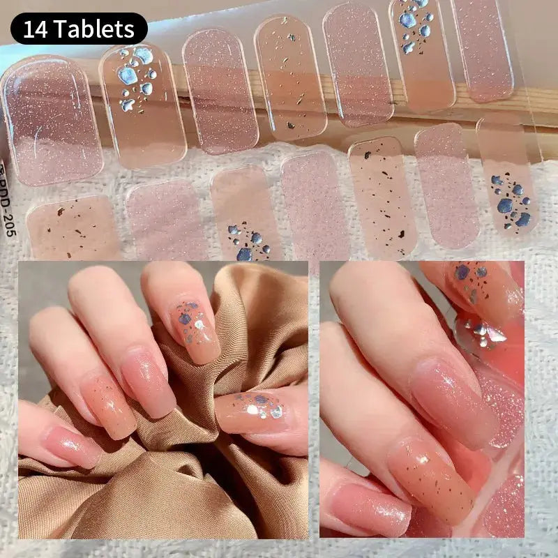 DIY Baking-free Nail Stickers Long-Lasting Solid Color Fresh Flowers In Summer Nail Strips Patch Slider Full Cover Decal.