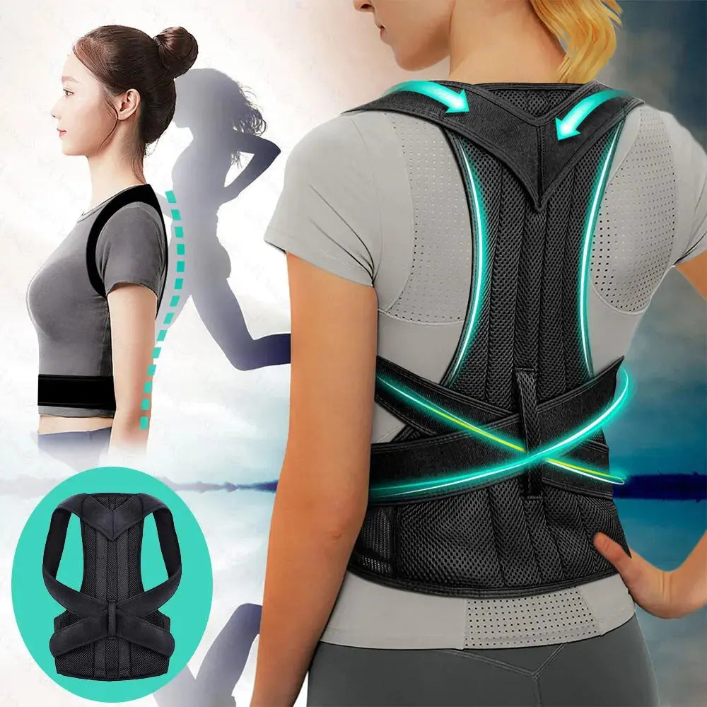 Adjustable Back Posture Corrector With Breathable Shoulder And Waist Support Straps For Boys And Girls To Relieve Back Pain.