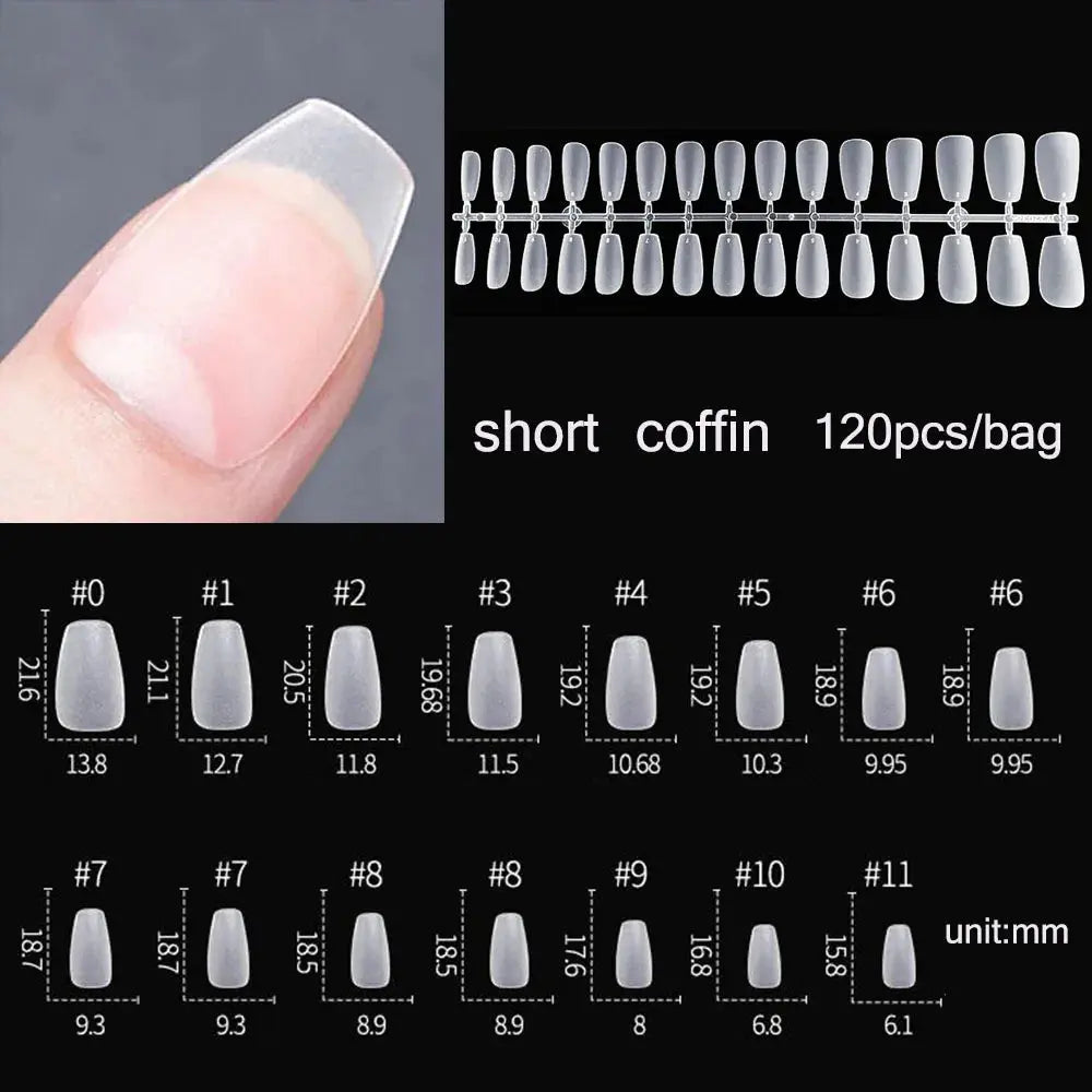 120pcs/bag Matte Press On Nail Tips Soft Full Cover False Nails Oval Almond Sculpted Fake Nail.