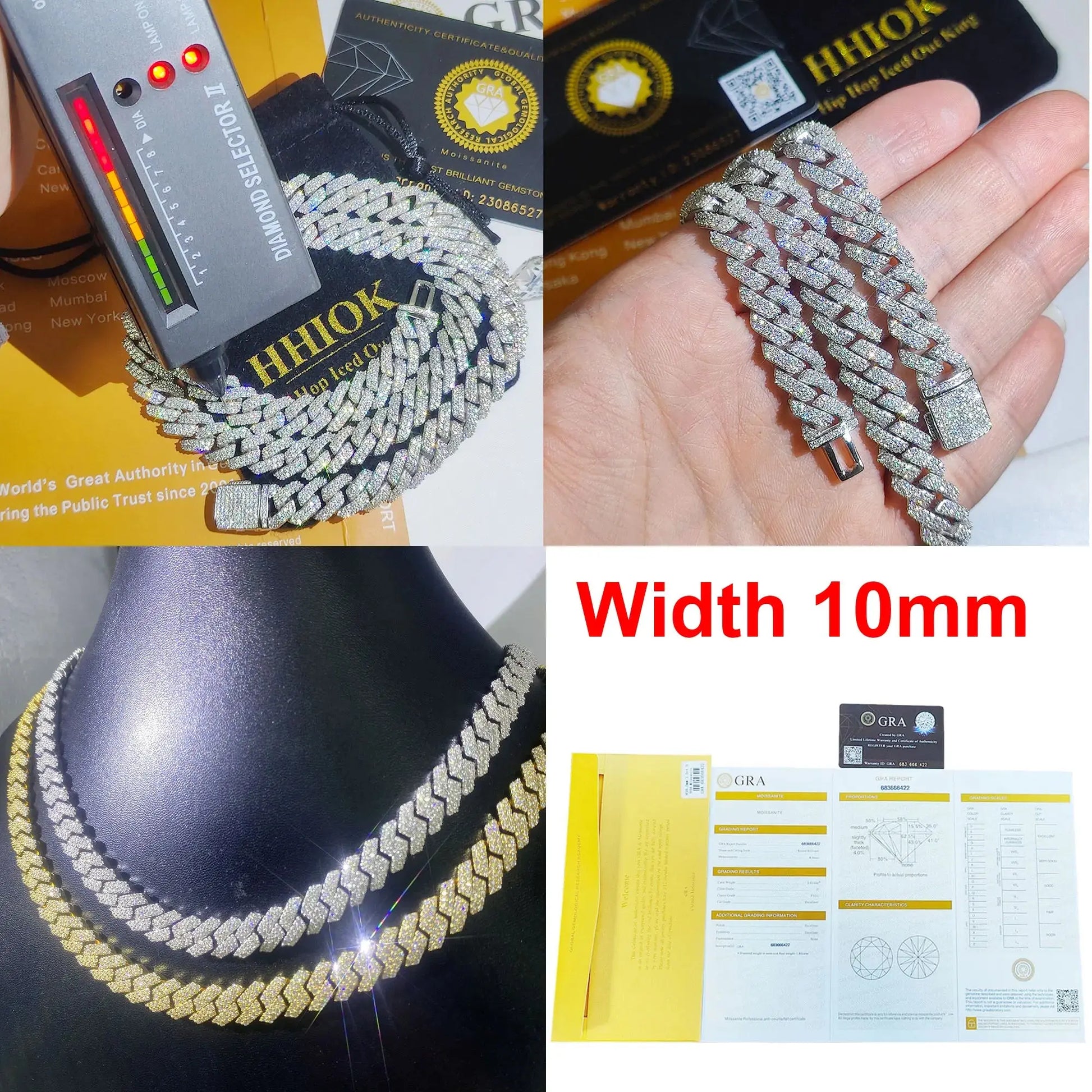 S925 & VVS Moissanite 10MM Prong Cuban Link Chain Sterling Silver PassSPECIFICATIONSBrand Name: HHIOKOrigin: Mainland ChinaCN: GuangdongMetals Type: silverNecklace Type: Chains NecklacesGender: UnisexMaterial: MetalCustomized Type: InlJohnny TirakJohnny TirakS925 & VVS Moissanite 10MM Prong Cuban Link Chain Sterling Silver Pass Test Lab Diamond Necklace Valentine'