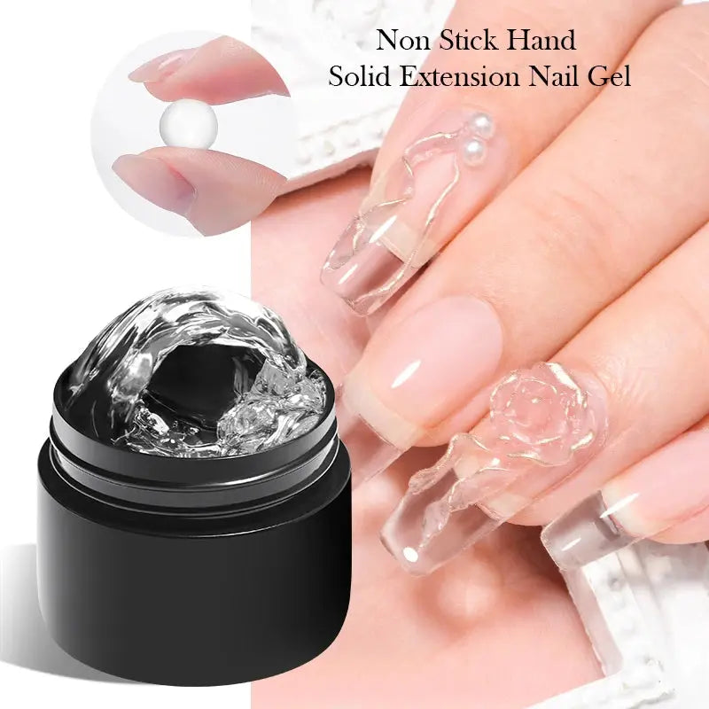 MEET ACROSS 7ml Clear Non Stick Hand Solid Extension Nail Gel Polish CSPECIFICATIONSBrand Name: MEET ACROSSIngredient: ResinOrigin: Mainland ChinaHign-concerned Chemical: NoneNumber of Pieces: One UnitVolume: 10mlModel Number: Q52305-1Johnny TirakJohnny TirakStick Hand Solid Extension Nail Gel Polish Carving Flower Nail Art Building UV Gel Acrylic Varnish