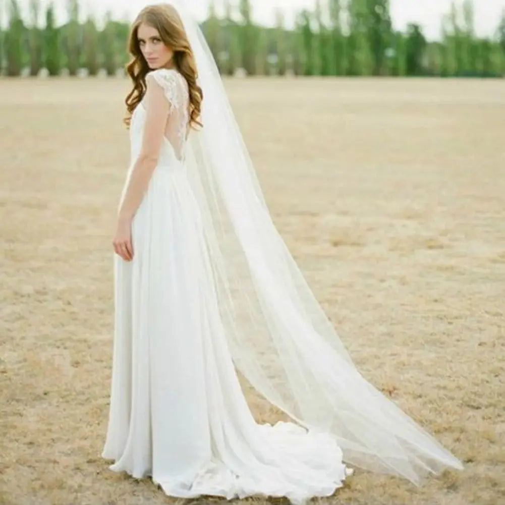 Hot Long Tulle Wedding Veils One Layer With Comb Bridal Veil For Bride Wedding Accessories.