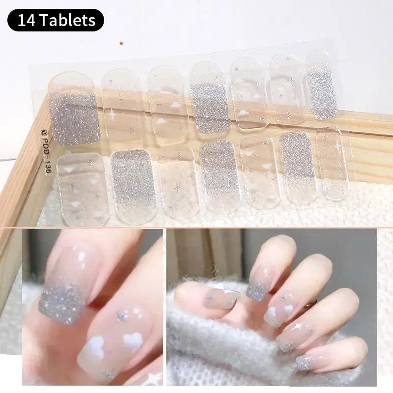 DIY Baking-free Nail Stickers Long-Lasting Solid Color Fresh Flowers In Summer Nail Strips Patch Slider Full Cover Decal.