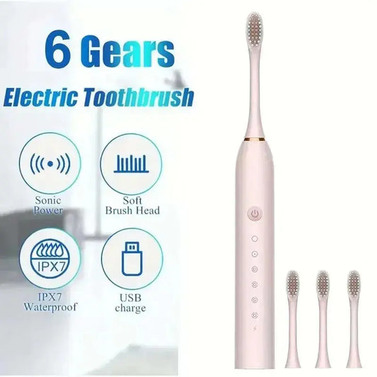 Electric Toothbrush Set Ultrasonic Adult Fully Automatic Smart Sonic USPECIFICATIONSNumber of Pieces: COMBOBrand Name: otherAge Group: adultsItem Type: ToothbrushMaterial: ABSOrigin: Mainland ChinaType: Acoustic WaveChoice: yesJohnny TirakJohnny TirakElectric Toothbrush Set Ultrasonic Adult Fully Automatic Smart Sonic Ultra Fine Soft Wool Easy