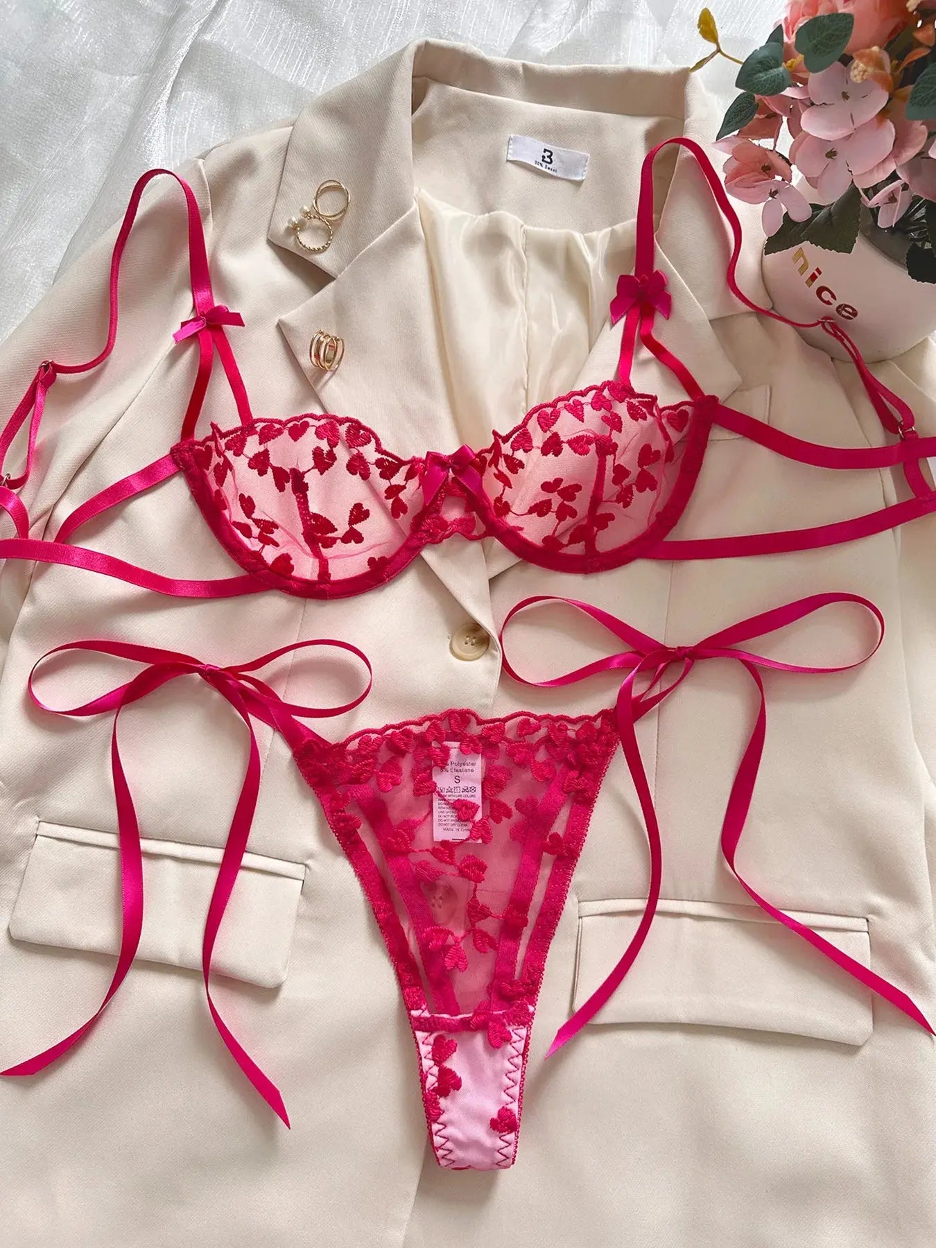 Ellolace Sexy Lingerie For Fine Women Heart-Shaped Embroidery Fairy Exotic Sets Sensual Fantasy Lace Bilizna Onlyfans Outfits.