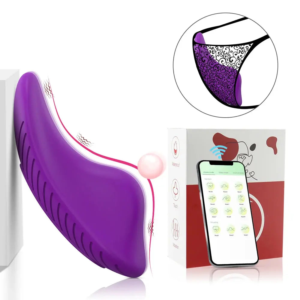 Butterfly Wearable Vibrator Wireless APP Remote Panties Dildo VibratorSPECIFICATIONSBrand Name: MIGYYSexually Suggestive: NoOrigin: Mainland ChinaObscene Picture: NoCommodity Quality Certification: ceMaterial: SiliconeCertification: CEJohnny TirakJohnny TirakButterfly Wearable Vibrator Wireless APP Remote Panties Dildo Vibrator