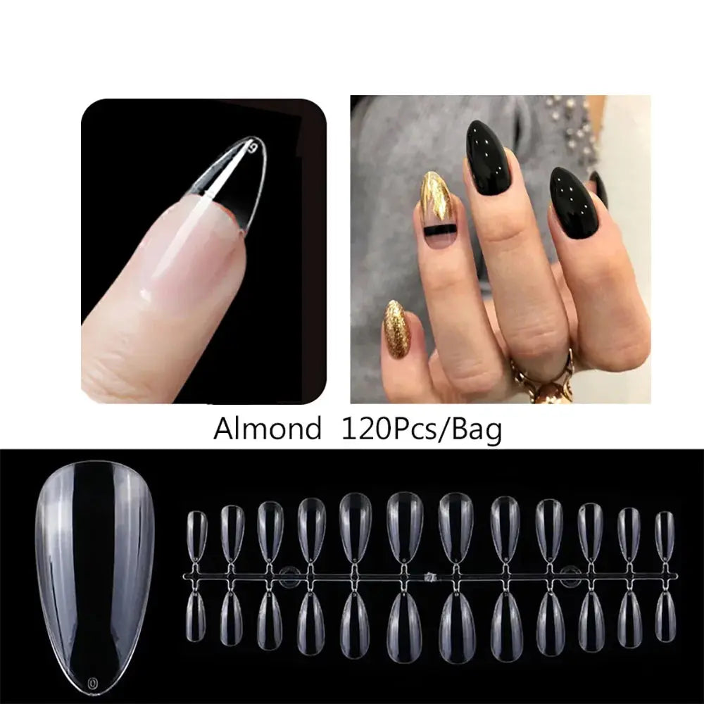 120pcs/bag Matte Press On Nail Tips Soft Full Cover False Nails Oval Almond Sculpted Fake Nail.