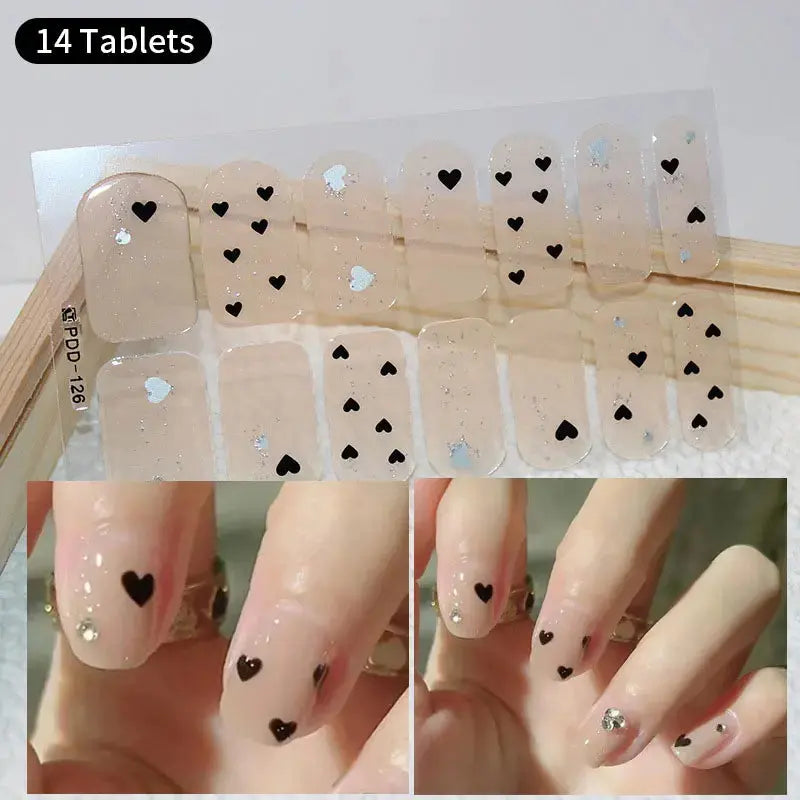 DIY Baking-free Nail Stickers Long-Lasting Solid Color Fresh Flowers In Summer Nail Strips Patch Slider Full Cover Decal.