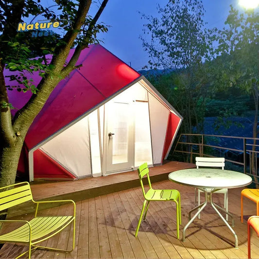 Pupa Polygon Glamping Pod Cube Shape Tent PVDF Hotel Tent Igloo SafariSPECIFICATIONSBrand Name: MOYUHign-concerned Chemical: NoneOrigin: Mainland ChinaGeneral Use: Outdoor Furnitureis_customized: YesSpecific Use: Garden SofaSize: 6.5mxJohnny TirakJohnny TirakPupa Polygon Glamping Pod Cube Shape Tent PVDF Hotel Tent Igloo Safari Commercial Glamping Campsite Cocoon Shell Architecture