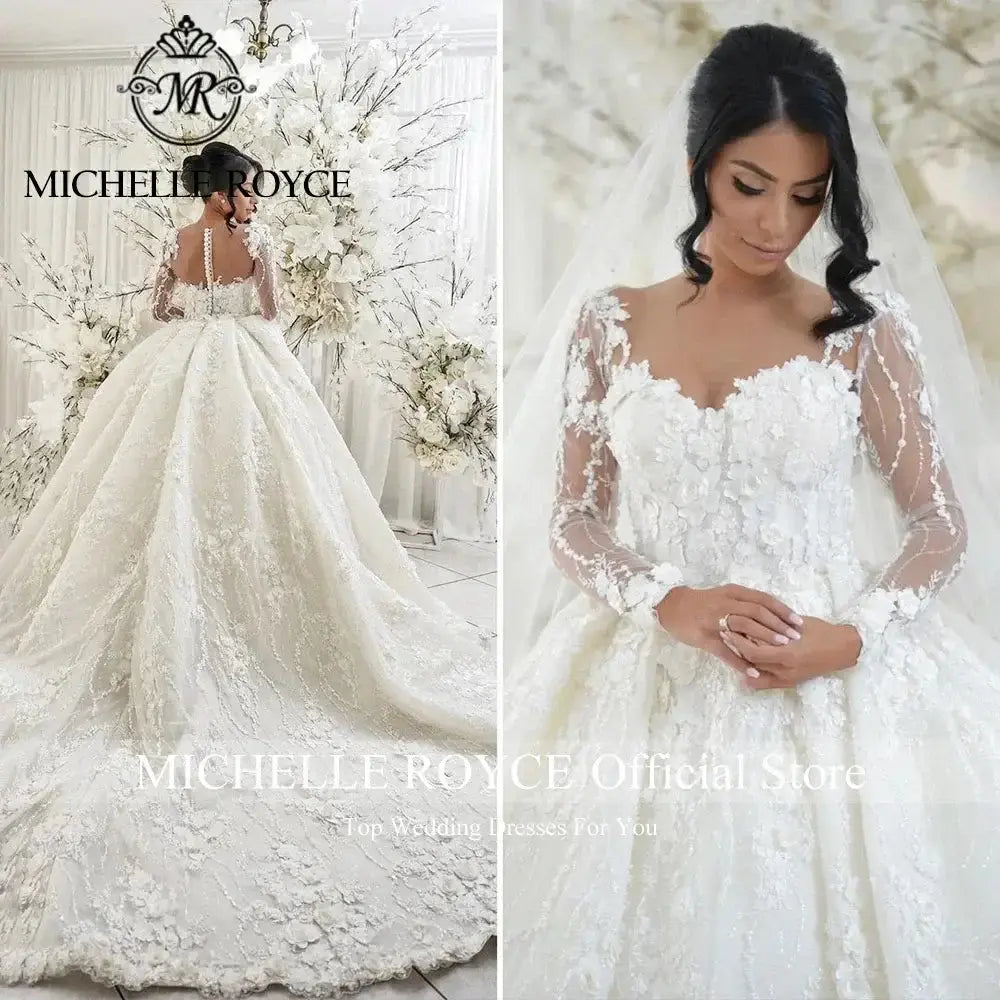 Michelle Royce Luxury Ball Gown Wedding Dresses For Women 2024 SweetheSPECIFICATIONSBrand Name: Michelle RoyceStyle: ExquisiteNeckline: SWEETHEARTSleeve Length(cm): FullTrain: Cathedral/ Royal TrainOrigin: Mainland ChinaCN: JiangsuDresJohnny TirakJohnny TirakWomen 2024 Sweetheart 3D Flowers Long Sleeves Wedding Gown Vestidos De Novia