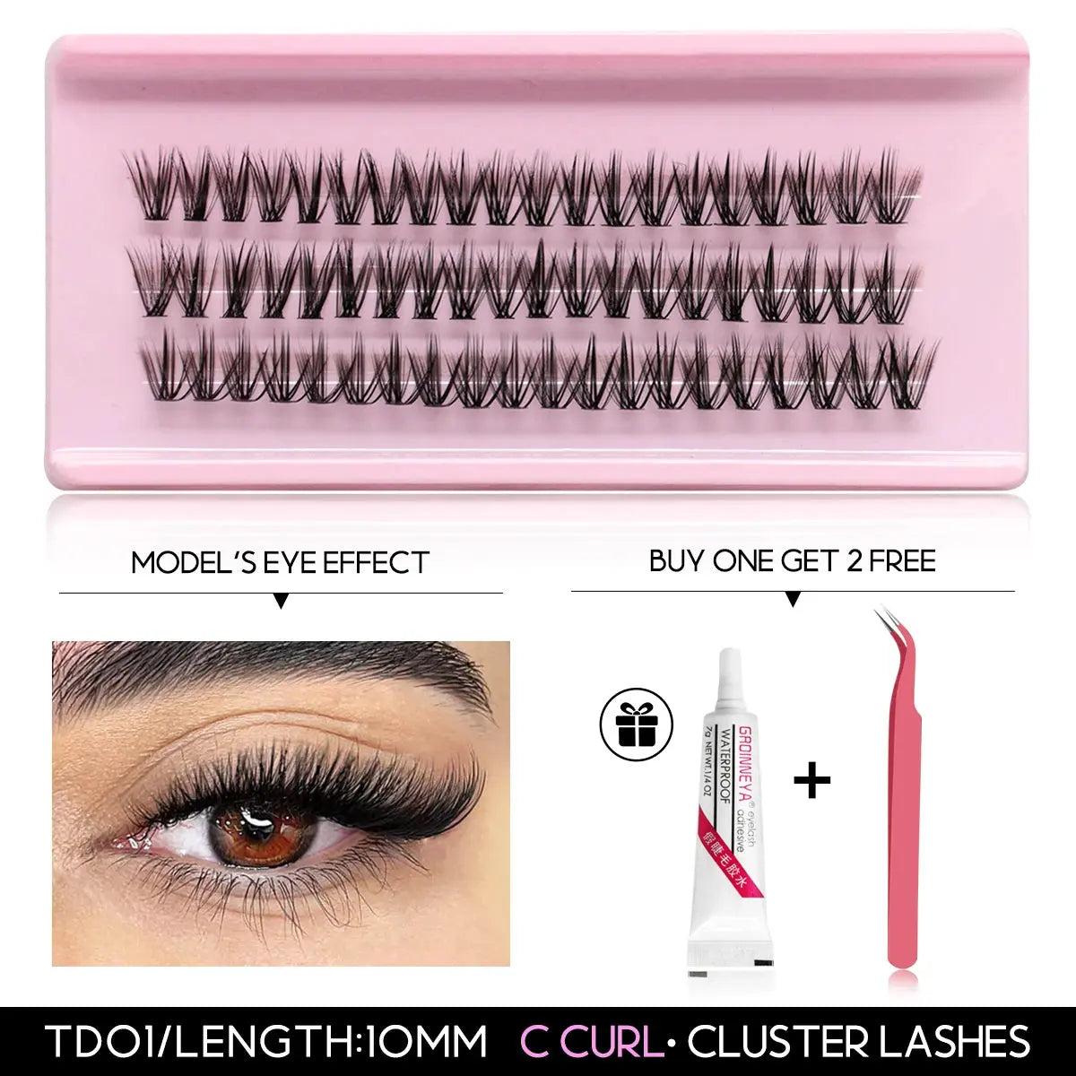 GROINNEYA Lash Clusters Kit With Waterproof Strong Hold DIY Lash ExtenSPECIFICATIONSBrand Name: GROINNEYAOrigin: Mainland ChinaNumber of Pieces: COMBOFalse Eyelashes Terrier: Black Cotton StalkQuantity: 1lotFalse Eyelashes Style: NaturJohnny TirakJohnny TirakWaterproof Strong Hold DIY Lash Extension Kit Lash Bond