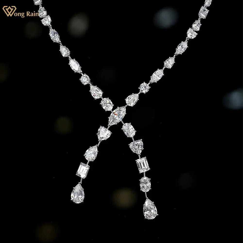 Wong Rain 100% 925 Sterling Silver Geometric Simulated Moissanite GemsSPECIFICATIONSBrand Name: Wong RainItem Weight: 40GOrigin: Mainland ChinaCertificate: noMain Stone: MoissaniteMetals Type: silverMetal Stamp: 925,SterlingGender: WomJohnny TirakJohnny TirakWong Rain 100% 925 Sterling Silver Geometric Simulated Moissanite Gemstone Women Necklace Pendant Fine Jewelry Anniversary Gift