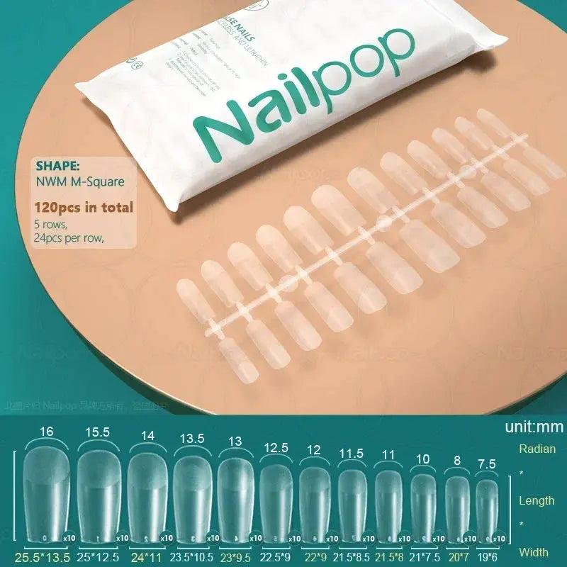 NAILPOP 120pcs Fake Nails Full Cover Press on Nails Coffin Soft Gel AmSPECIFICATIONSBrand Name: NailpopHign-concerned Chemical: NoneNumber of Pieces: One UnitOrigin: Mainland ChinaMaterial: AcrylicQuantity: 120pcs/bagSize: 10 DifferentJohnny TirakJohnny TirakNails Coffin Soft Gel American Pose Capsule False Nail Tips