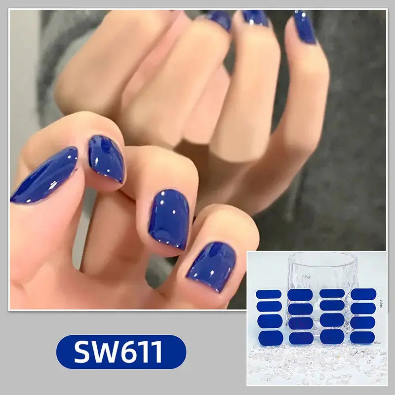 DIY Baking-free Nail Stickers Long-Lasting Solid Color Fresh Flowers In Summer Nail Strips Patch Slider Full Cover Decal.