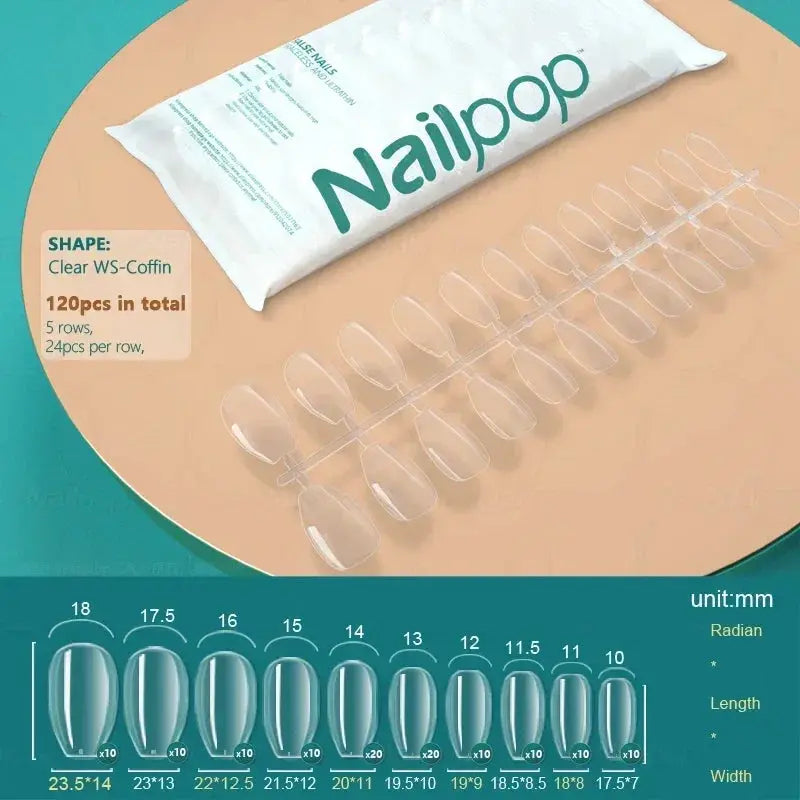 NAILPOP 120pcs Fake Nails Full Cover Press on Nails Coffin Soft Gel AmSPECIFICATIONSBrand Name: NailpopHign-concerned Chemical: NoneNumber of Pieces: One UnitOrigin: Mainland ChinaMaterial: AcrylicQuantity: 120pcs/bagSize: 10 DifferentJohnny TirakJohnny TirakNails Coffin Soft Gel American Pose Capsule False Nail Tips