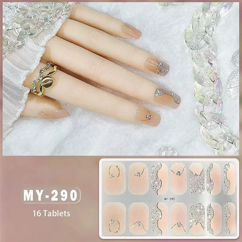 DIY Baking-free Nail Stickers Long-Lasting Solid Color Fresh Flowers In Summer Nail Strips Patch Slider Full Cover Decal.